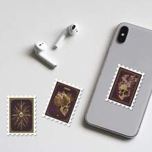 36PCS Vintage Gothic Skull Stickers, Retro Dark Academia Style & Floral Skull Aesthetic Cutout Sticker Set For Journals, Planners & Decor - Stamp - View 4