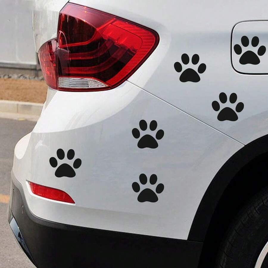 4件組汽車貼紙 趣味可愛狗狗爪印貼紙 足跡貼紙 動物貼紙 乙烯基摩托車汽車裝飾貼紙 - A - 查看 1