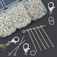 300/350/380pcs DIY Jewelry Making Head Pins With Lobster Clasp, 9-Pin, Jump Rings, Cuttable And Bendable Beading Pins, Suitable For DIY Hand Accessories, Necklace, Hair Clip Decorations, Earring Connector Pins, Spring Clasps, Bag Accessories Making Materials, DIY Jewelry Making Accessories - Lobster Claw Clasp & 9-pin & Jump Ring - View 5