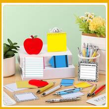 6/12pcs School Theme Sticky Notes Set, 6 Fun Shapes, 3pcs Each, Square Ruler Sticky Notes, Apple Shaped Sticky Notes, Essay Stationery Style Sticky Notes, Suitable For Note-Taking, Reminders, Planning, Office, Study And Back To School Supplies - Irregular Shape - View 5