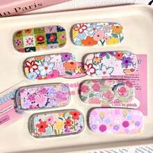 1 Set Floral Print Foldable Phone Ring Holder With Mirror, 2-In-1 Adhesive Makeup Mirror & 360° Rotatable Phone Stand, Ultra-Thin Back Sticker Finger Grip Kickstand, For Daily Makeup, Selfies And Hands-Free Viewing - Multicolor - View 2