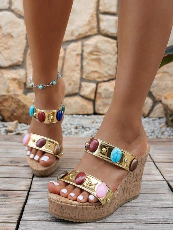 Women's Criss-Cross Soft Cork Wedge Sandals - Versatile & Elegant Summer Collection - Comfortable Daily Wear, Beach, Office, Party - Open Toe, Wedge H