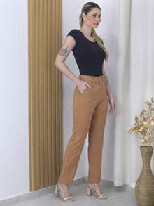 Women Pants - Khaki - View 2