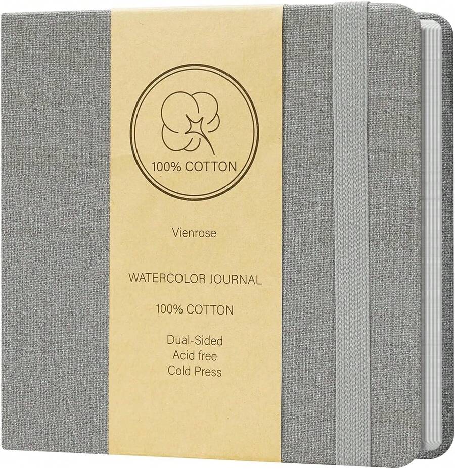 Vienrose Watercolor Sketchbook, 5.5"X5.5" Watercolor Journal With 24 Sheets 140 LB (300 GSM) Cotton Watercolor Paper, Grey Linen Cover Water Coloring Sketch Book As Travel Notebook - ColorB - View 1