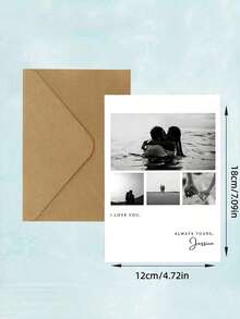 Personalized Photo Wedding Valentine's Day Card, Customizable Name And Date - Custom Couple Photo Anniversary, Suitable For Wedding, Engagement, Valentine's Day - Add Your Own Photo And Text - Multicolor - View 9