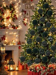 12pcs Christmas Ball Ornaments, Christmas Hanging Decorations For Holiday Party, Winter Atmosphere Decor, Christmas Party Decoration Gift - 4cm Dark Green Christmas Ball - View 4