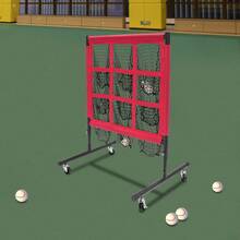9-Grid Adjustable Height Baseball Pitching Training Net, Iron Frame Polyester Target Net With Casters For Backyard Golf Throwing Practice - Red - View 11
