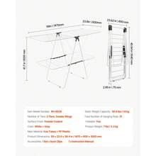 Tendedero Plegable 2 Niveles con Pinzas para Calcetines Tendedero de Ropa 1470 mm de Tendido 31 Barras de Secado Tubos de Hierro y Plástico PP Altura Ajustable para Exterior, Interior, Blanco - Tendedero de ropa de 2 niveles, 1470 mm - Ver 7