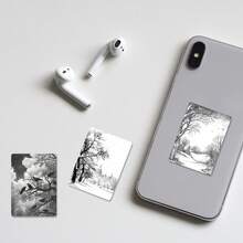 49PCS Retro Atmospheric Ink Wash Stickers, Vintage Monochrome Forest & Mystical Nature Aesthetic Cutout Sticker Set For Journals, Scrapbook, Planner & Creative Collage - Stamp - View 4