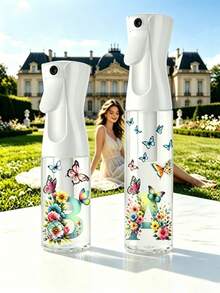 Multifunctional Floral & Letter Print Spray Bottle AB Version, Reusable Transparent Atomizer Bottle, Facial Mist, Small & Large Sizes Available, Travel Home Decor Gift - A - View 2
