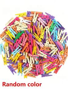 12/50/100pcs Small Colorful Wooden Clips, Photo Hanging Clips, Cute Memo Clips, Clothes Clips, Sealing Clips, Wooden Photo Clips, Suitable For Arts And Crafts, Multi-Functional DIY Decoration - Colorful Wooden Clips - View 7