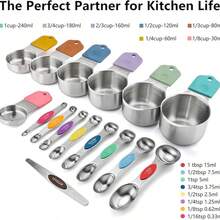 Colorful Magnetic Measuring Cups/Spoons Set, Measuring Tools, Stainless Steel Double-Headed Spoons, Dry And Wet Ingredient Measuring Tools, Used For Measuring Milk, Oil, Flour, Sugar And All Baking Ingredients, Convenient For Precise Baking And Cooking, Minimalist Style, Practical Kitchen Gadget, Perfect Gift For Baking Enthusiasts - Multicolor - View 9