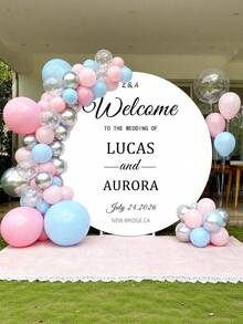 Fondo redondo personalizable (soporte no incluido), patrón/logo/texto imprimible, duradero, adecuado para bodas, fiestas de cumpleaños, bautizos, accesorios de fotomatón y decoraciones de fiesta, diseño redondo moderno, textura suave, fondo redondo - Multicolor - Ver 2