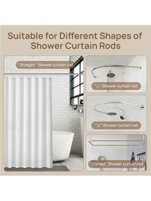 Cortinas para baño, resistente al moho y al agua, lavable, incluye 12 ganchos, apta para bañeras y cuartos de ducha, tamaño 180 cm x 180 cm (disponible en blanco y negro) - Blanco - Ver 9