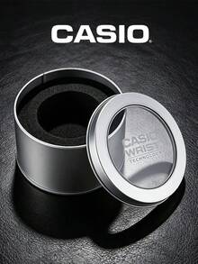 Hộp đựng đồng hồ thiếc tròn màu bạc Casio chính hãng, hộp lưu trữ đồng hồ bằng kim loại có cửa sổ trong suốt và miếng xốp đệm, dùng làm quà tặng và sưu tập đồng hồ - Bạc - Xem 6