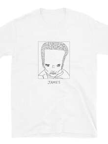 Badly Drawn Celebrities James Hurley  Unisex T-Shirt, Kostenlose weltweite Lieferung, Bedruckte T-Shirts mit Rundhalsausschnitt und kurzen Ärmeln - Weiss - Übersicht 1