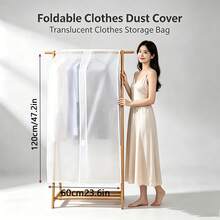 1 Peça Capa Transparente para Cabide, Protetor de Pendurar Minimalista de Plástico PEVA Estreito à Prova de Poeira com Cobertura Total Visível, Bolsa de Armazenamento à Prova de Poeira para Pendurar Terno, Casaco e Jaqueta no Guarda-Roupa para Casa - translúcido - Visão 16