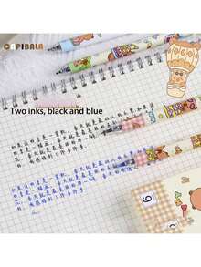 3pcs/6pcs, Blue Ink, Black Ink Optional, Capybara Pattern Erasable Gel Pen, Heat-Pressed Gel Pen, Magic Press Pen, Suitable For Daily Learning And Work Writing, Back To School Essential - Multicolor - View 7
