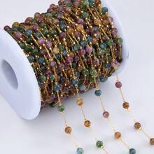 1m Colorful Stone Chain Stainless Steel Round Bead Chain, Suitable For Necklace, Bracelet And DIY Jewelry Making Accessories - DIY Chain - View 4