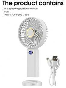 1件可攜式手持迷你風扇，5段風速可調，充電式電池，睫毛美睫師用品，女性化妝用小型個人睫毛風扇，適合夏季戶外活動、運動、辦公室、臥室、學校，禮品、日常使用、旅行必備 - 彩色 - 查看 7