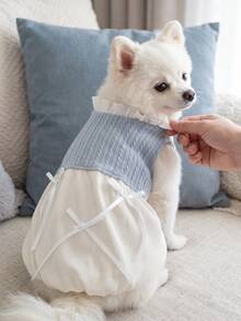 Cream Blue Puff Skirt Pet Clothes For Medium/Large Dogs & Cats - Multicolor - View 7