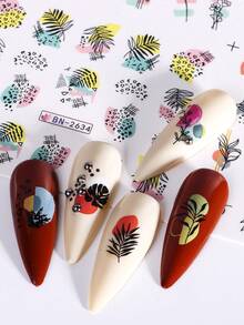 SWEET TREND 2 Peças Adesivos de Arte de Unhas com Plantas Florais em Aquarela Grandes, Decalques de Unhas com Transferência de Água, Adesivos de Unhas com Flores e Folhas Minimalistas com Transferência de Água, Suprimentos de Decoração de Unhas DIY - Multicolorido - Visão 6