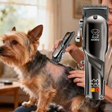 Pet Grooming Clipper, 6500 RPM Heavy Duty Low Noise Pet Hair Trimmer, Equipped With LCD Power Display, Rechargeable Cordless Dog Shaver, Suitable For 1 Layer Thick Fur Trimming, Adjustable Blade With 4 Guide Combs, Professional Pet Grooming Set, Suitable For Small, Large Dogs And Cats - View 11