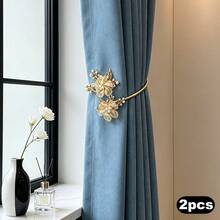 2pcs Luxury Pearl Floral Curtain Tiebacks, 3D Flower Bedroom Living Room Soft Decor Curtain Tie, Window Decoration - Alloy - View 18