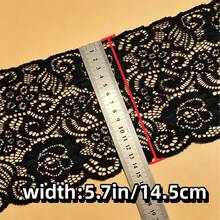 Black Retro Floral Scroll Pattern Lace Trim 5.7 Inches Wide Soft Stretch Breathable Lace Ribbon For Garment Embellishment Lingerie Underwear Dress Sewing Projects Curtain Home Decor DIY Handmade Accessories - Multicolor - View 3