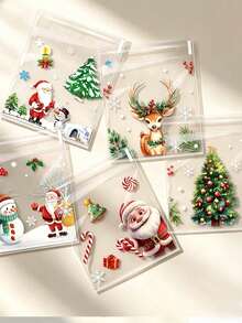 100pcs New 5-In-1 Christmas Transparent Self-Adhesive OPP Packaging Bags, Suitable For Holiday Party Gift Wrapping And Gifting - Christmas Gift Bag - View 4