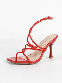 Fashion Furry Cross Strap Sexy Stiletto High Heel Party Shoes For Women - Red - View 7
