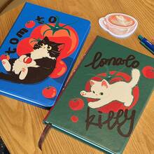 1pc A5 Tomato Cat Thick Minimalist Cute Diary Notebook, Student Daily Planner, Portable With Cat Pattern, School/Office Supplies - One Size Fits All - View 7