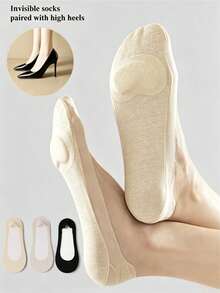 1/3 Pairs Business Women's High Heel Socks, Breathable Invisible Women's Boat Socks, Non-Slip Heel Large Size Socks - Multicolor - View 11
