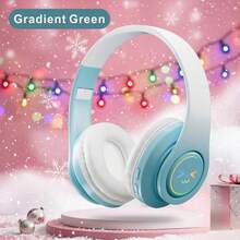 Nuevo tipo de auriculares supraaurales luminosos, auriculares supraaurales inalámbricos plegables, batería de 150mAh, adecuados para llamadas, juegos, música, ocio y entretenimiento, auriculares supraaurales de estilo lindo, regalo para la novia, carga Tipo-C, recargable - Ver 14