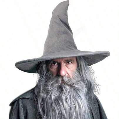 1 pieza/Set - Sombrero de bruja retorcido gris de Halloween, sombrero de bruja de terciopelo gris, sombrero de terciopelo de mago bruja