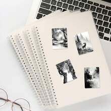 49PCS Retro Atmospheric Ink Wash Stickers, Vintage Monochrome Forest & Mystical Nature Aesthetic Cutout Sticker Set For Journals, Scrapbook, Planner & Creative Collage - Stamp - View 5