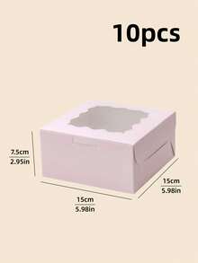 5/10pcs 6*6*3 Inch Fit 4 Inch Cake Transparent Window Paper Pastry Cake Packaging Box Minimalist Versatile Square Birthday Wedding Holiday Party Best Friend Tea Break Home Baking Store Pastry Takeout Gift Box - View 17