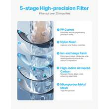 Jarra con Filtro de Agua de 9 Tazas con Filtro 5 Etapas, Plástico, con Indicador de Cambio de Filtro, sin BPA, Duración de 3 Meses o 150 L, Reduce la Cal, el Plomo, el Cloro y los Olores - 150 L - Ver 3