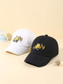 Gorra de béisbol lavada para niños con bordado de excavadora multicolor, casual de moda para exteriores, ajustable, con protección solar, para primavera y verano - Gris Oscuro - Ver 6
