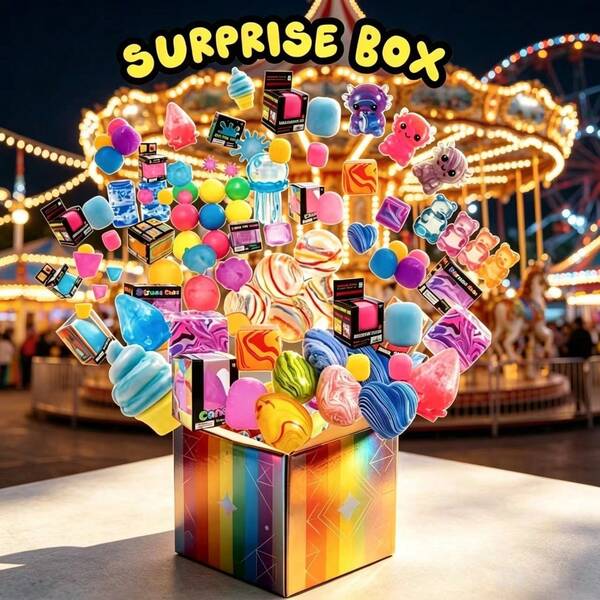 2026 New Mystery Gift Box - Food And Jellyfish Shaped Soft Candy Dolls, Swirl Plush Stress Balls And Over 100 Other Doll Blind Boxes (Random 1pc), Sensory Toys Suitable For Anxiety And ADHD, Perfect Party Gift, Mystery Gift Box, Soft, Time-Killing Doll, Stress Relief, Squeeze Doll, TPR Material, Party Favor, Suitable For Children 3 Years And Above, ASMR Sound Effect, Glitter Soft Doll