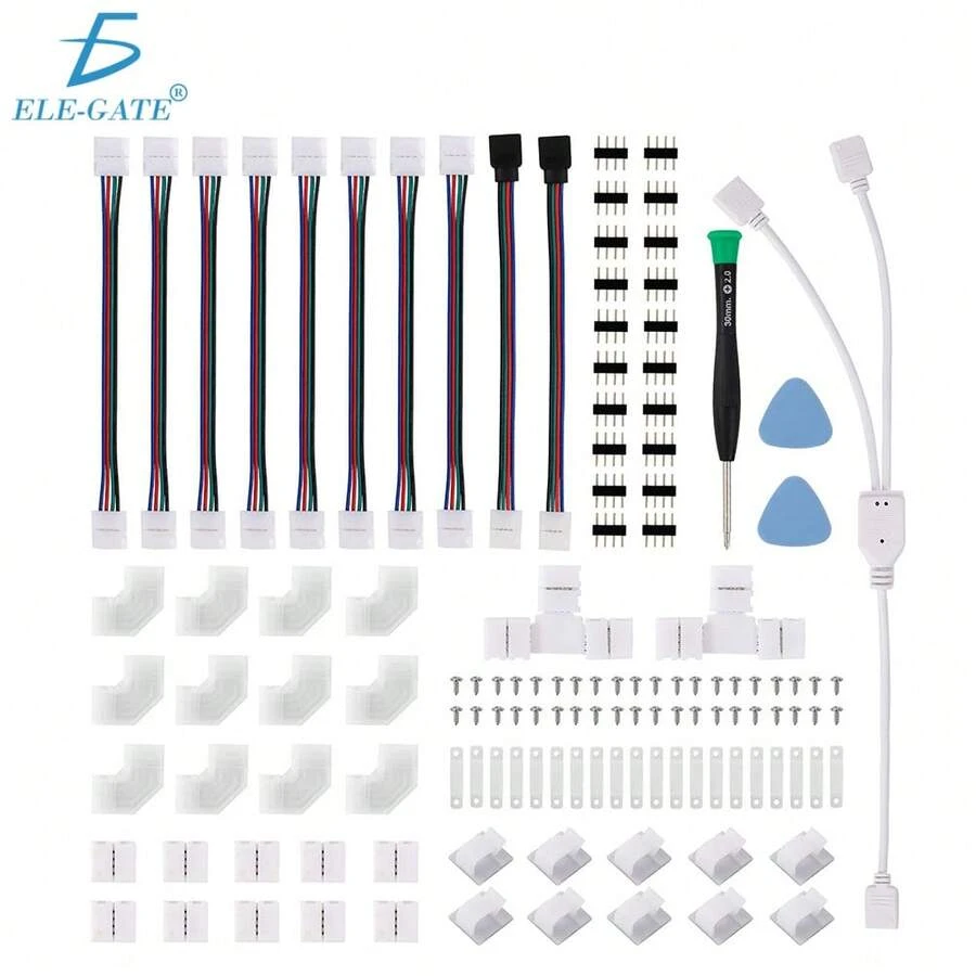 Set Completo de Instalación para Tiras LED RGB 4 Pines con Cables Extensores Divisor y Herramientas para Gamer Muebles Locales - A - Ver 1