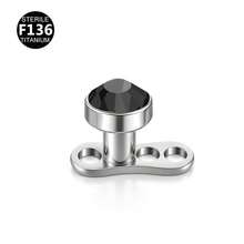 1 Set F136 Titanium Alloy 5A Flat Bottom Czech Cubic Zirconia Skin Piercing Stud Clavicle Implant Piercing Jewelry 3-5mm - Nail Embedment (1 Set) - View 34