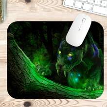 Glowing Green Jungle Leopard Large Gaming Desk Mat, Deep Forest Wildlife Print Non-Slip Rubber Extended Mouse Pad, Waterproof Keyboard Pad, Gaming Desktop Decoration - View 6