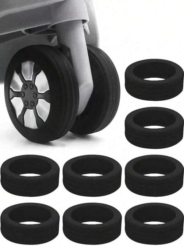 8pcs/Set Luggage Wheel Covers, Office Chair Wheel Covers, Portable Luggage Wheel Protective Covers Colorful Silicone Luggage Wheel Covers, Luggage Swivel Wheel Covers, Noise Reduction Wheel Covers Office Chair, Travel Accessories, Suitable For Most Wheel Luggage Sets Carry-On Luggage Wheel Covers