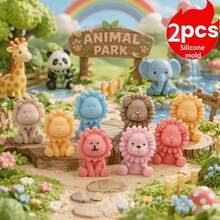 2pcs Silicone Mold Cute Little Lion Scented Candle Mold | Elastic Heat-Resistant Non-Deforming | Easy Release, Suitable For Epoxy Resin And Cement Handmade Crafts - Two Lion Molds, One With a Large Mouth and the Other With a Small Mouth. - View 3
