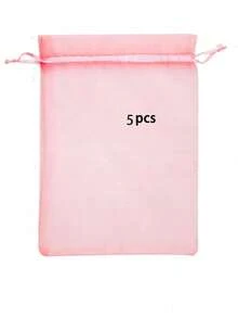 5/10/20/50/100pcs Multi-Color Gauze Bags, Gift Packaging Bags, Gift Bags, Home Daily Necessities, Nylon Storage Bags, Holiday Party Supplies, Wedding Supplies, Gift Decoration Packaging, Small Packaging Bags, Jewelry Accessories Packaging, Gift Hanging Bags, Birthday Gift Jewelry Drawstring Bags - Pink - View 24