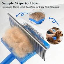 2PCS Slicker Brush For Dogs & Pet Stainless Steel Comb, Professional Dog Grooming Brush (Goldendoodles, Poodles, Labradoodles) With Extra Long Pins To Effectively Remove Tangles, Knots And Mats - View 5