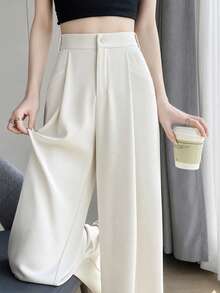 High-End Flowing Straight Leg Casual Maxi Pants For Women Spring - Apricot - View 1