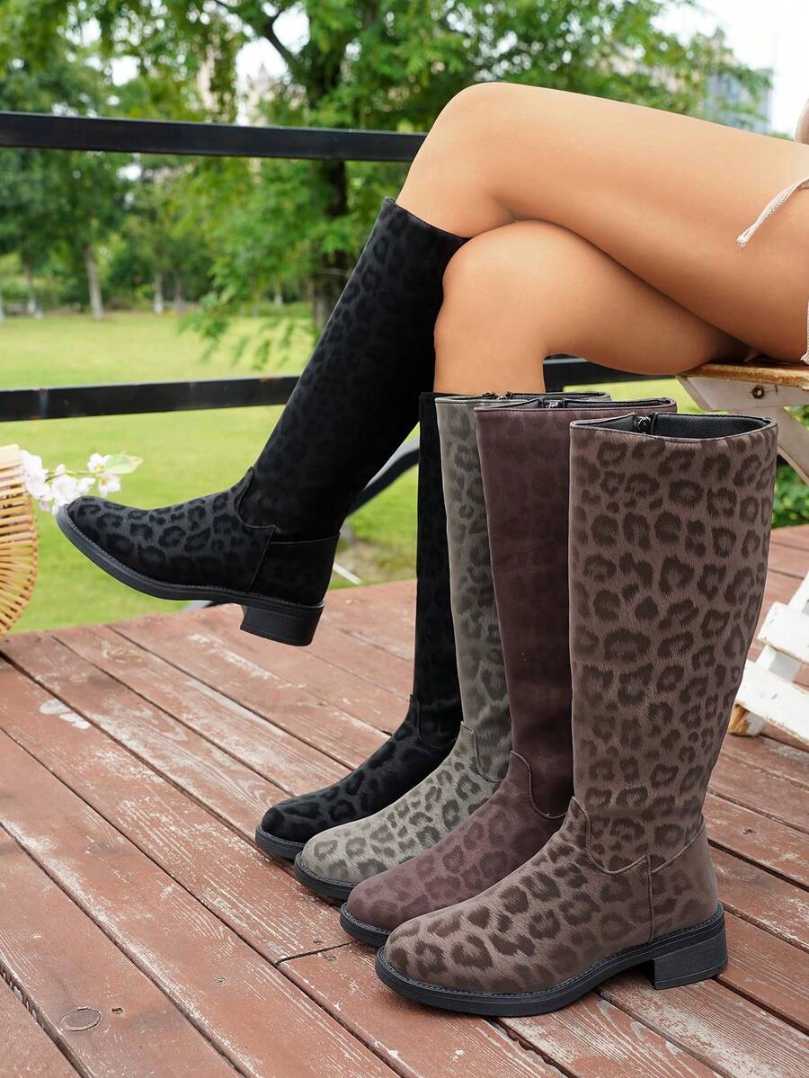 Plus Size Slip-On Boots - Black - View 1