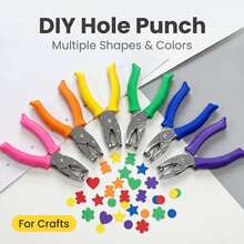 1PC Rubber-Coated Hole Punching Pliers, Hand-Held Punching Machine, Round/Square/Triangle/Heart/Star/Flower/Oval/Rhombus/Moon/Bear/Butterfly/Tree/Bell DIY, Manual Small Metal Puncher, Stationery, Paper Loose-Leaf Handmade, Multiple Patterns, Gift - Random Color - View 5